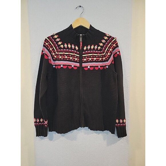 Vtg Christopher & Banks Cardigan Sweater Hand Embroidered Button Detail XL - Picture 1 of 7